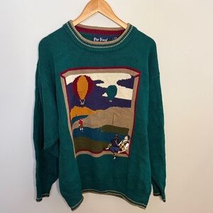Par Four Vintage Golf Knit Sweater Men’s Large Landscape Graphic